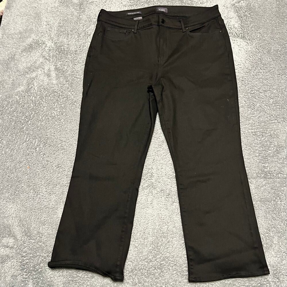 NYDJ Pants Womens 16 (38x26) Marilyn Straight Cropped Black High Rise